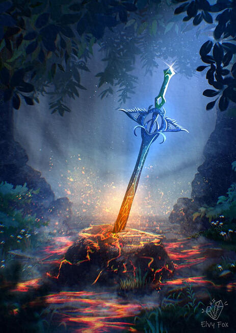 Magic Sword Fantasy Book Illustration Magic Sword Fantasy Book Illustration