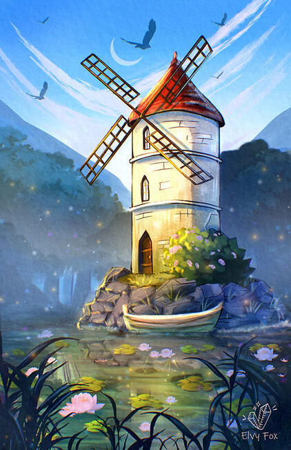 Fantasy Windmill book illustration