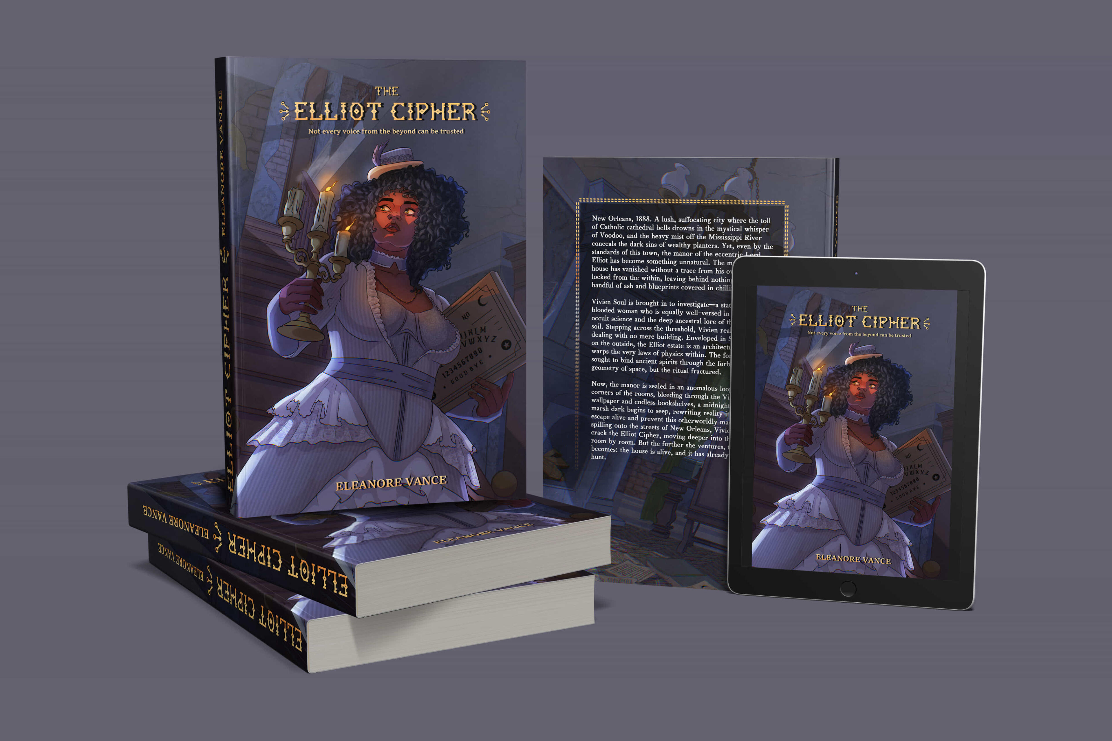 Elliot cipher book cover design Book cover design for a dark mystery detective novel