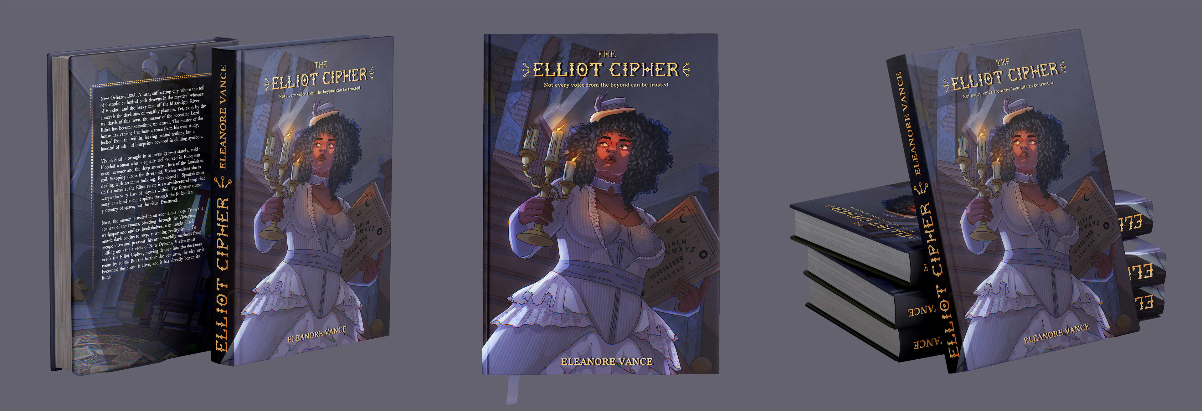Elliot cipher book cover design Book cover design for a dark mystery detective novel