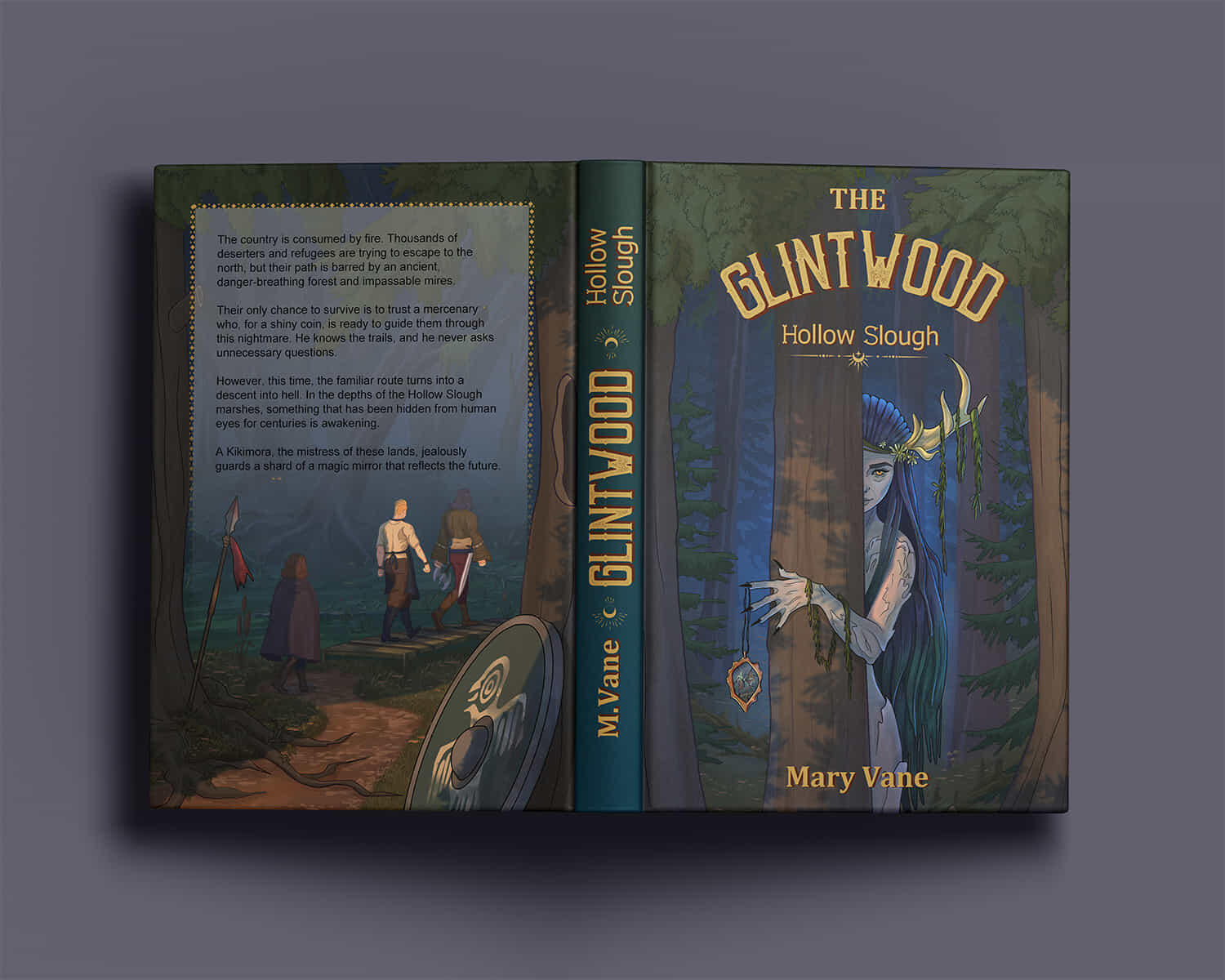 Book cover design for a dark mystery detective novel