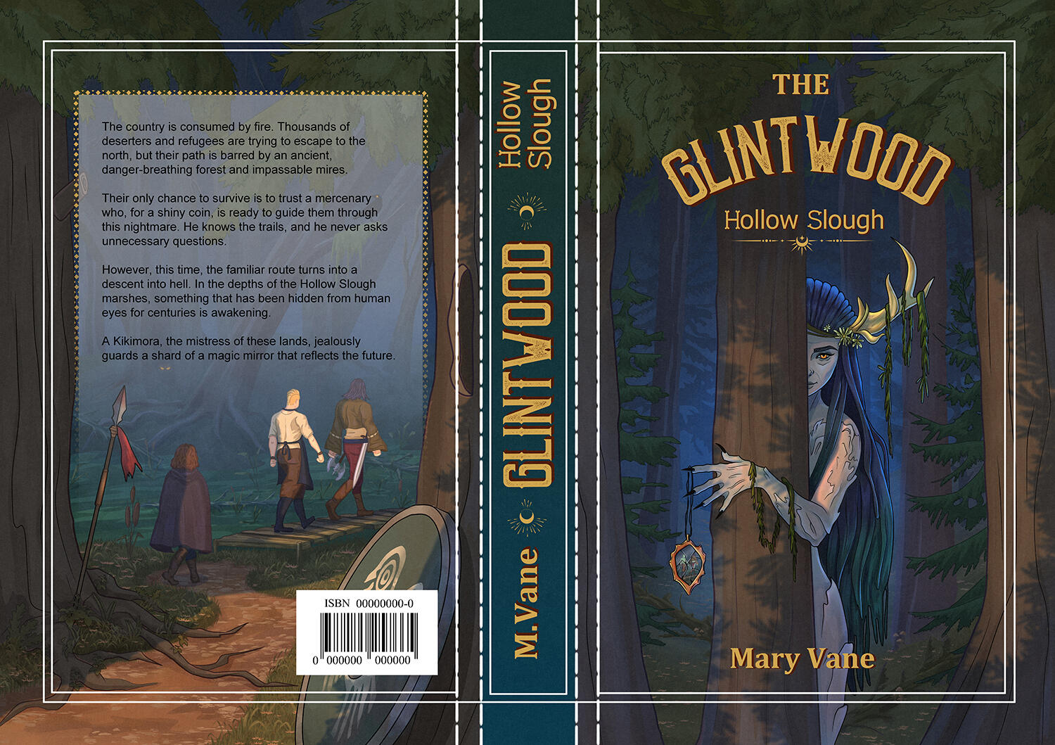 Book cover design for a dark mystery detective novel