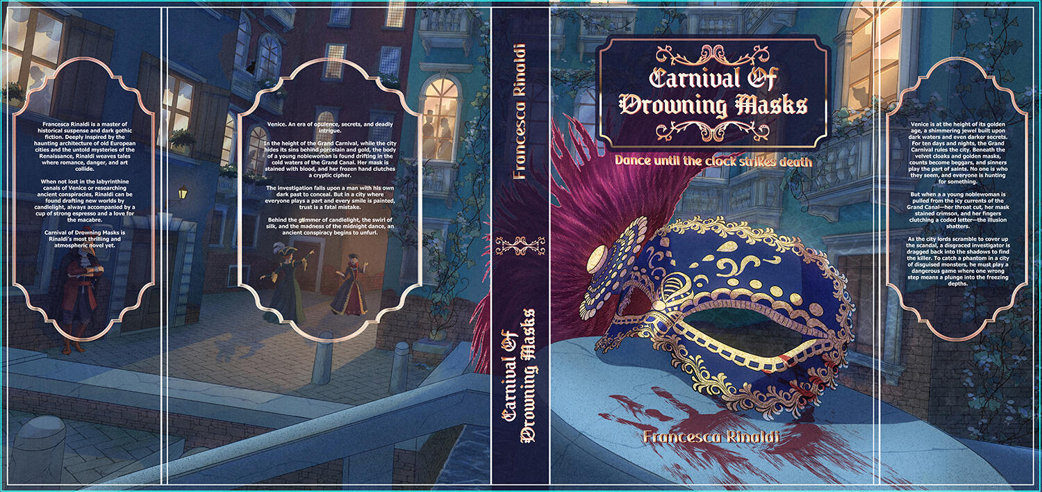 Book cover design for a dark mystery detective novel