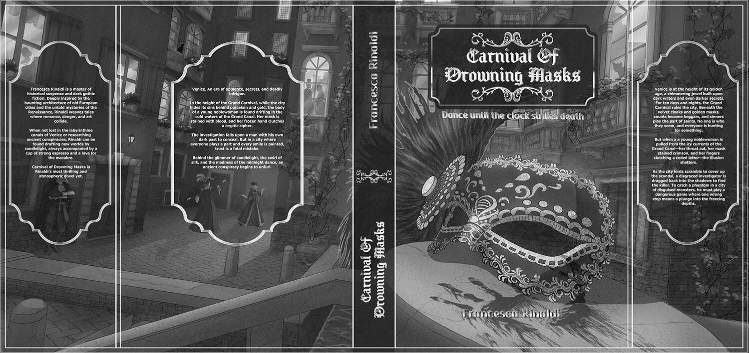 Book cover design for a dark mystery detective novel
